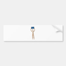 Mannequin holding business card bumper sticker