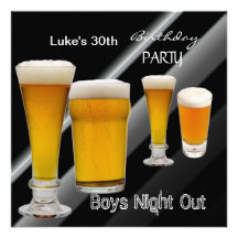 Mans 30th Birthday Party Beer Boys Night Custom Invitations