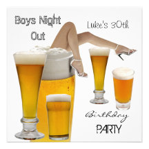 Mans 30th Birthday Party Beer Boys Night Legs Personalized Invite