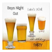 Mans 30th Birthday Party Beer Boys Night Out Custom Invitations