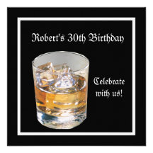 Mans 30th Birthday Party Black Silver Drinks Custom Invites