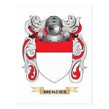 Manteau de Menzies des bras (crête de famille) Carte Postale