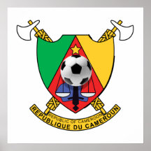Manteau d'emblème de ballon de football du Camerou Posters