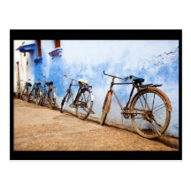 Many Vintage Bicycles Waiting Against Wall Series Postcard