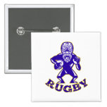 Maori Mask Rugby Player Running With Ball Fending Pin