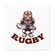 Maori Mask Rugby Player Running With Ball Fending Gallery Wrap Canvas