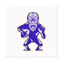 Maori Mask Rugby Player Running With Ball Fending Gallery Wrap Canvas