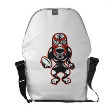 Maori Mask Rugby Player Running With Ball Fending Messenger Bag