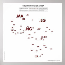 Map of African Country Codes Posters
