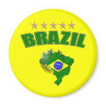 Map of Brazil Soccer Ball Brazil Brazilian flag Fridge Magnet