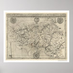 Map of Brittany and France by Tavernier 1594 Poster