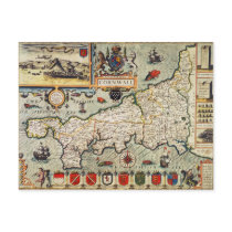 Map of Cornwall Post Card