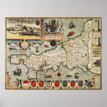 Map of Cornwall Poster