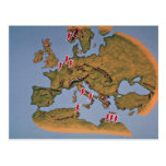 Map of Europe, where the guards operated during Wo Postcards
