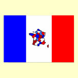 Map of France and French Flag posters