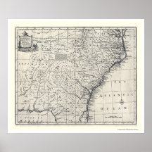 Map of Georgia and Carolinas by Bowen 1752 Print