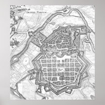 Map of Hanau, 1636 Posters