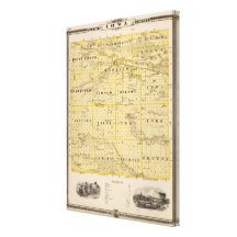Map of Iowa County, State of Iowa Gallery Wrap Canvas