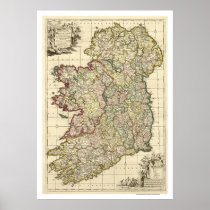 Map of Ireland by Frederik de Wit 1710 Print