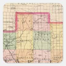 Map of Lapeer County, Michigan Square Stickers