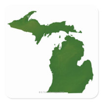 Map of Michigan Square Stickers
