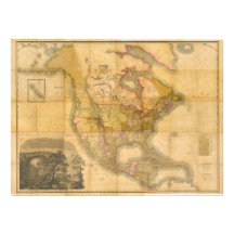 Map of North America by Henry Schenck Tanner 1822 Photo Art