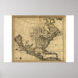 Map of North America, English, circa 1685 posters