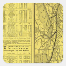 Map of Pittsburgh and Western Railway Square Stickers