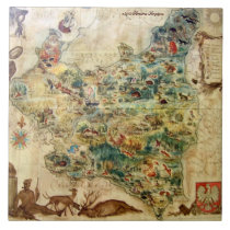 MAP OF POLAND TILE c.1939 tiles