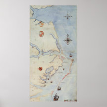 Map of Raleigh's Virginia Poster