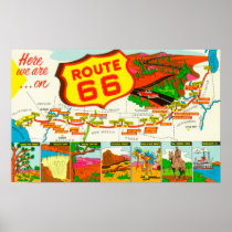 Map of Route 66 from Los Angeles to Chicago Print