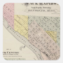 Map of Sauk Rapids, Map of Sauk Centre, Minnesota Square Sticker