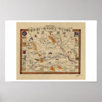 Map of the History and Romance of Wyoming  Poster