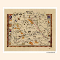 Map of the History and Romance of Wyoming posters