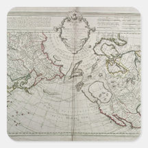Map of the New Discoveries Square Stickers