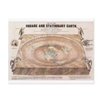 Map of the Square and Stationary Earth by Ferguson Postcard