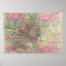 Map of the State of Colorado Poster