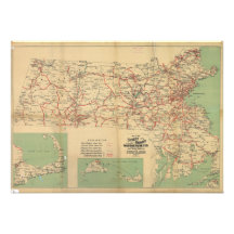 Map of the Street Railways of Massachusetts 1913 Custom Invitation