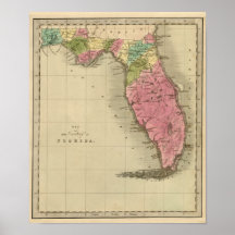 Map of the Territory of Florida 1842 Poster