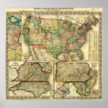 Map of the United States 1861 S. Augustus Mitchell Posters