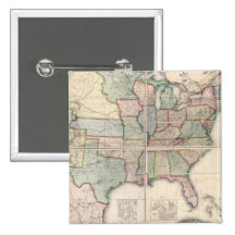 Map of The United States 3 Pinback Buttons