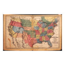 Map of the United States of America in 1853 Art Photo