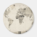 Map of the World Map from Old Postcards Magnets