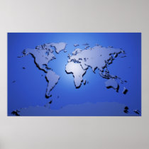 Map of the World Map in Blue Poster