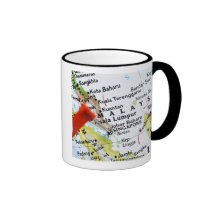 Map pin placed in Singapore on map, close-up Mugs