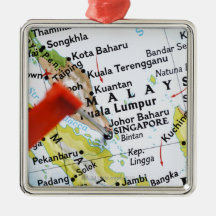 Map pin placed in Singapore on map, close-up Ornament