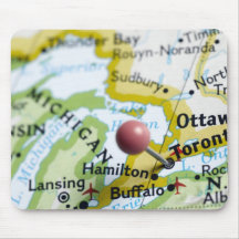 Map pin placed on Toronto, Canada on map, Mouse Pad