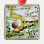 Map pin placed on Toronto, Canada on map, Christmas Tree Ornament
