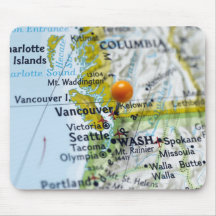 Map pin placed on Vancouver, Canada on map, Mousepad