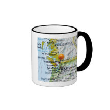 Map pin placed on Vancouver, Canada on map, Mugs